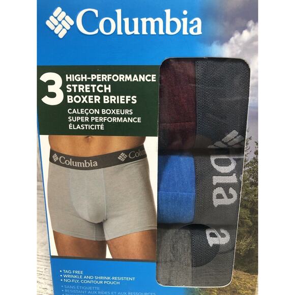 Columbia High-Performance Stretch Boxer Briefs 3 Pack Men's L 36-38 Multicolor - Picture 7 of 7
